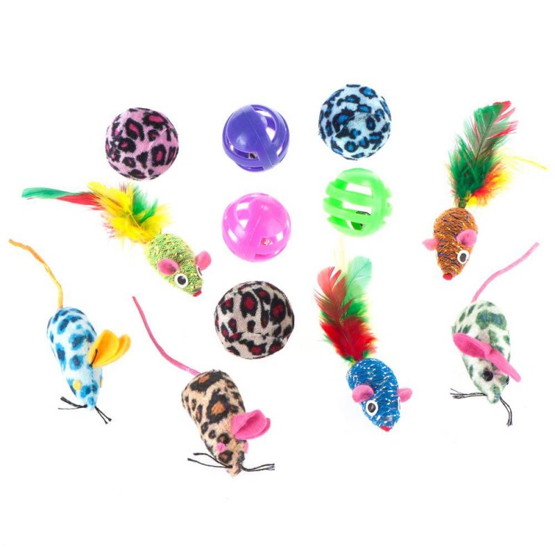 A Set Of 12 Toys For A Cat - Balls And Mice