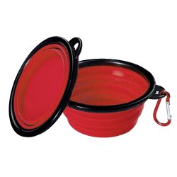 Silikonowa miska podróżna składana kolor czerwony 350 ml