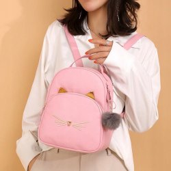 Skórzany plecaczek szkolny dla dziewczynki w KOTKA, kolor RÓŻOWY